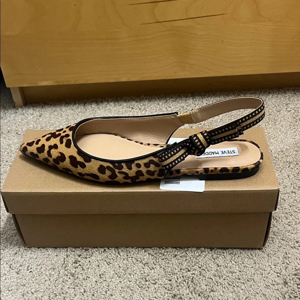 Steve Madden Leopard Print Pointed Toe Slingback Heels - Picture 7 of 8
